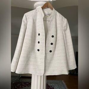Jones Studio women’s size 1X white black striped textured suit blazer